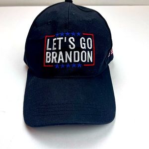 Let's Go Brandon FJB Mens Black Embroidered Red White Blue Hat 100% Cotton Trump